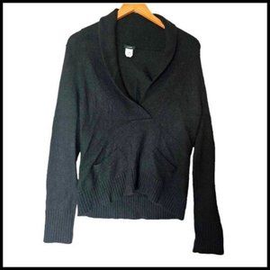 J. Crew‎ Lofty Alpaca Wool Shawl Collar Sweater Pockets L Large Black